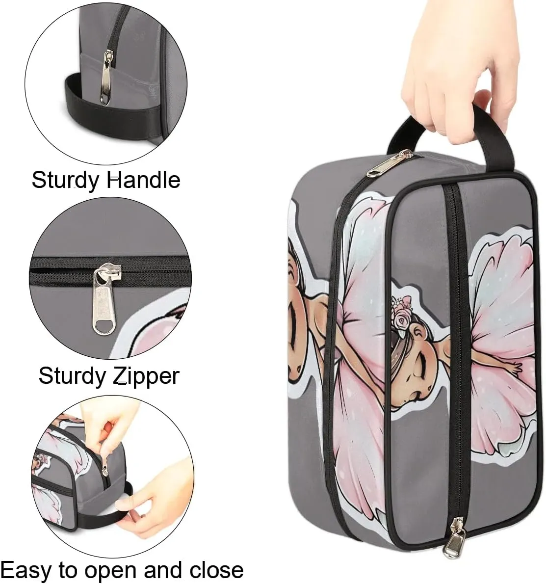 Travel Toiletry Bag for Women Men Cartoon Ballet Hanging Cosmetic Bag Waterproof Makeup Bag for Shaving Makeup Toothbrush & Travel Essentials