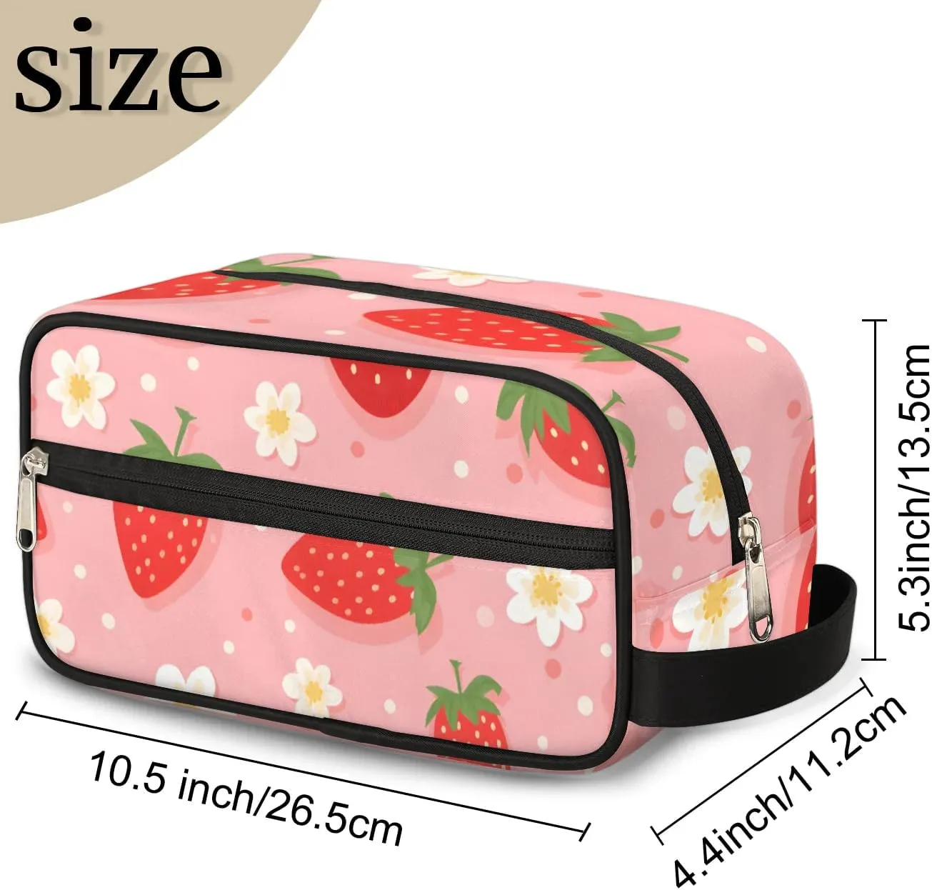 Travel Toiletry Bag for Women Men Cartoon Strawberry Hanging Cosmetic Bag Waterproof Makeup Bag for Shaving Makeup Toothbrush & Travel Essentials
