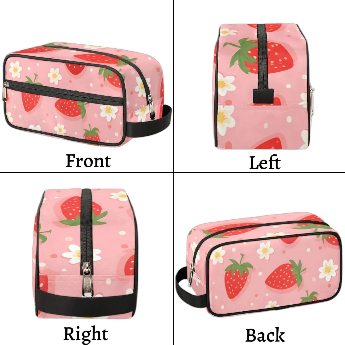 Travel Toiletry Bag for Women Men Cartoon Strawberry Hanging Cosmetic Bag Waterproof Makeup Bag for Shaving Makeup Toothbrush & Travel Essentials