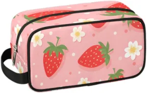 Travel Toiletry Bag for Women Men Cartoon Strawberry Hanging Cosmetic Bag Waterproof Makeup Bag for Shaving Makeup Toothbrush & Travel Essentials