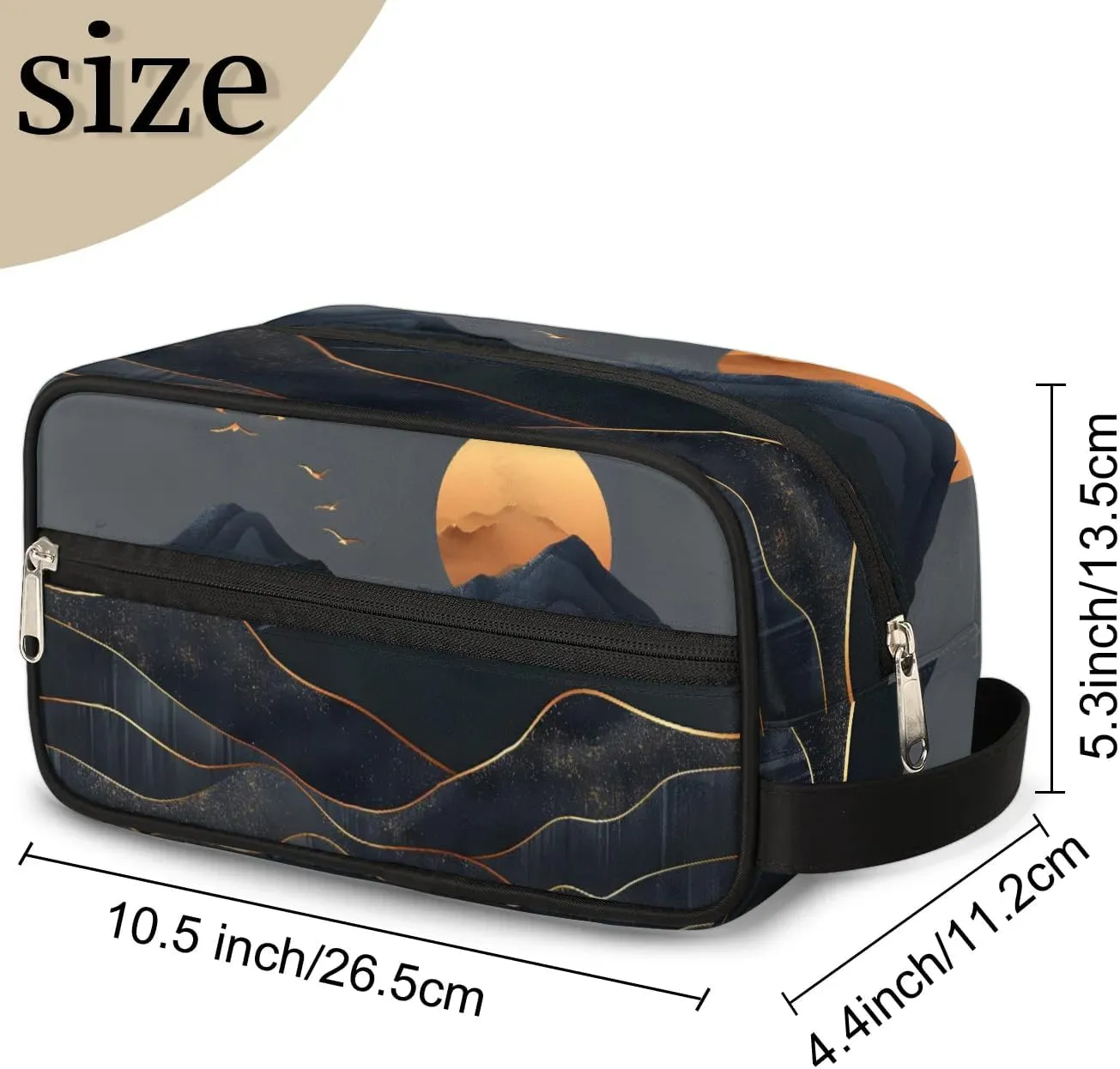 Travel Toiletry Bag for Women Men Mountain Sun Hanging Cosmetic Bag Waterproof Makeup Bag for Shaving Makeup Toothbrush & Travel Essentials