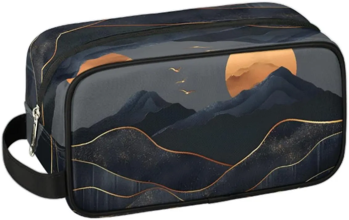 Travel Toiletry Bag for Women Men Mountain Sun Hanging Cosmetic Bag Waterproof Makeup Bag for Shaving Makeup Toothbrush & Travel Essentials