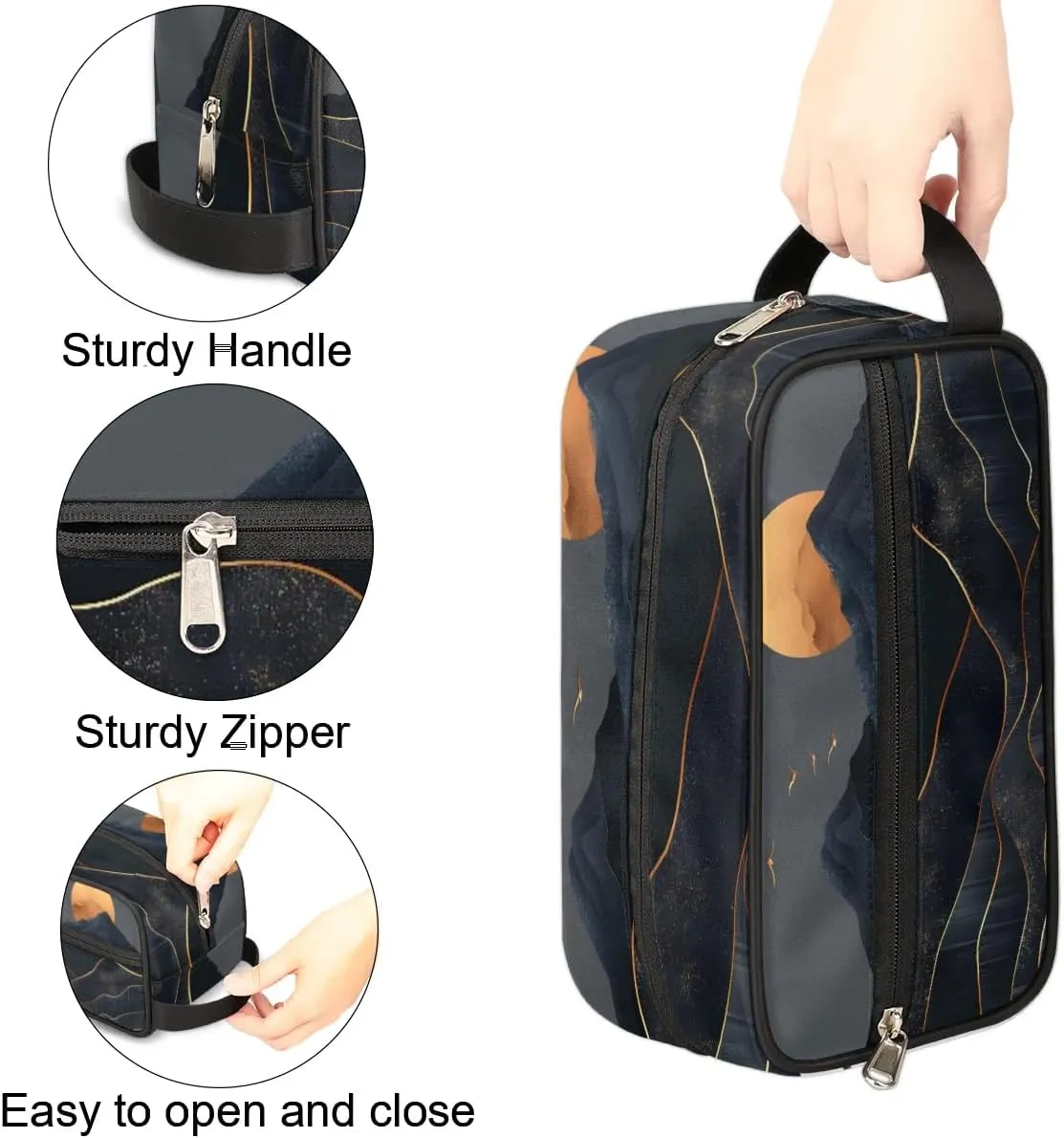 Travel Toiletry Bag for Women Men Mountain Sun Hanging Cosmetic Bag Waterproof Makeup Bag for Shaving Makeup Toothbrush & Travel Essentials