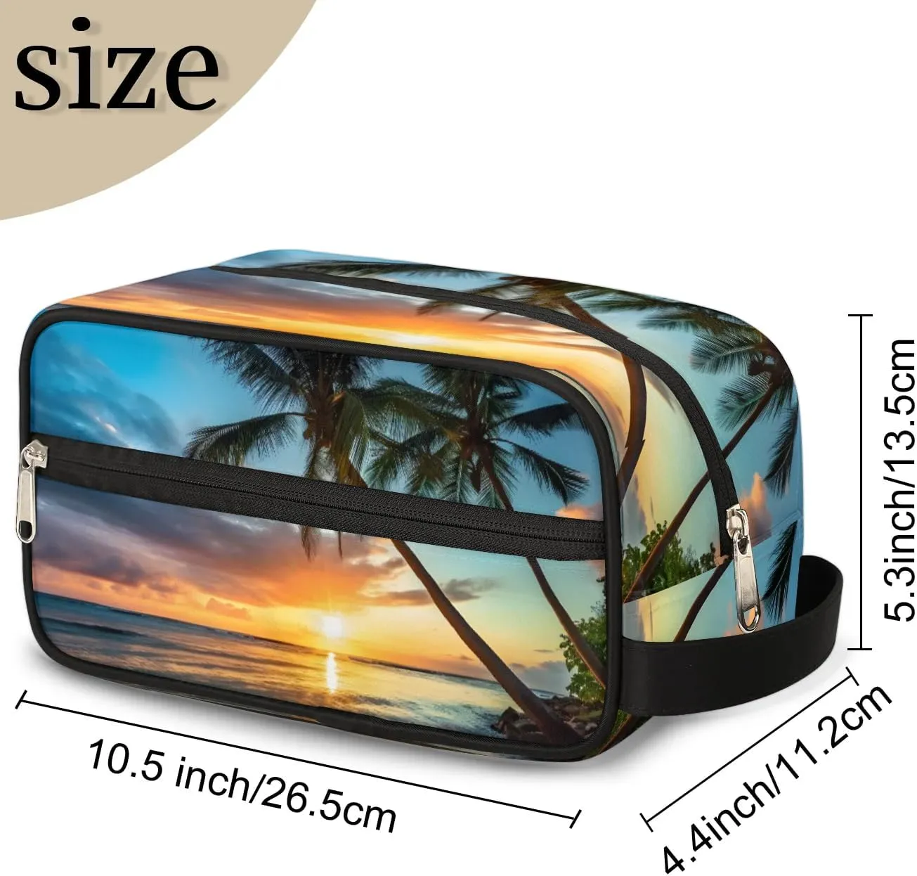 Travel Toiletry Bag for Women Men Palm Tree Seaside Scenery Hanging Cosmetic Bag Waterproof Makeup Bag for Shaving Makeup Toothbrush & Travel Essentials