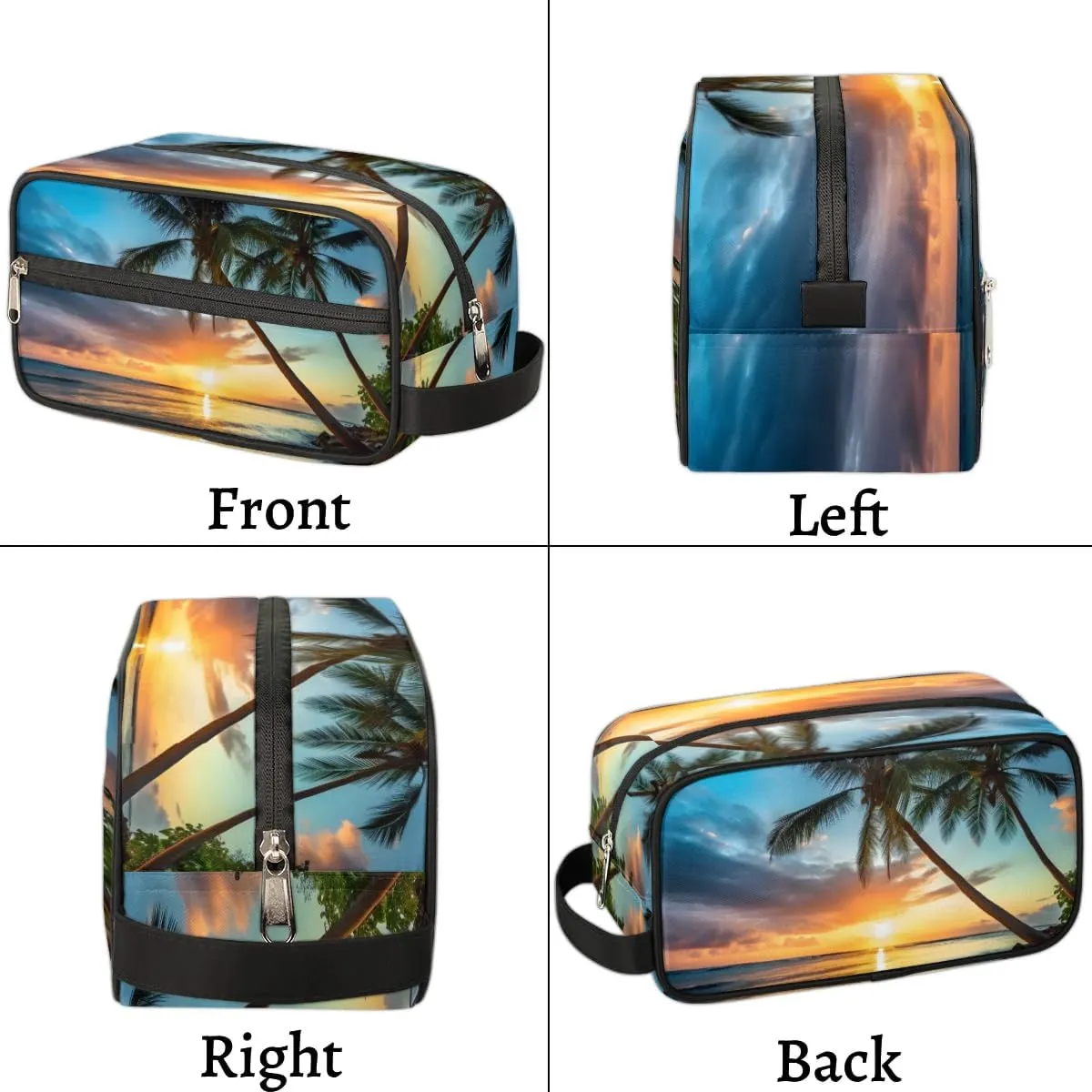Travel Toiletry Bag for Women Men Palm Tree Seaside Scenery Hanging Cosmetic Bag Waterproof Makeup Bag for Shaving Makeup Toothbrush & Travel Essentials