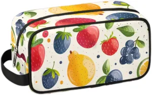 Travel Toiletry Bag for Women Men Strawberry Blueberry Orange Hanging Cosmetic Bag Waterproof Makeup Bag for Shaving Makeup Toothbrush & Travel Essentials
