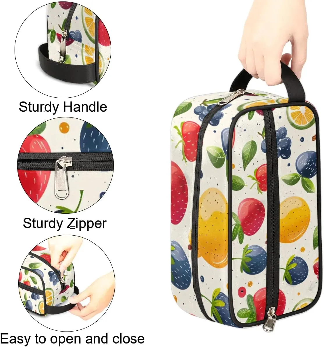 Travel Toiletry Bag for Women Men Strawberry Blueberry Orange Hanging Cosmetic Bag Waterproof Makeup Bag for Shaving Makeup Toothbrush & Travel Essentials