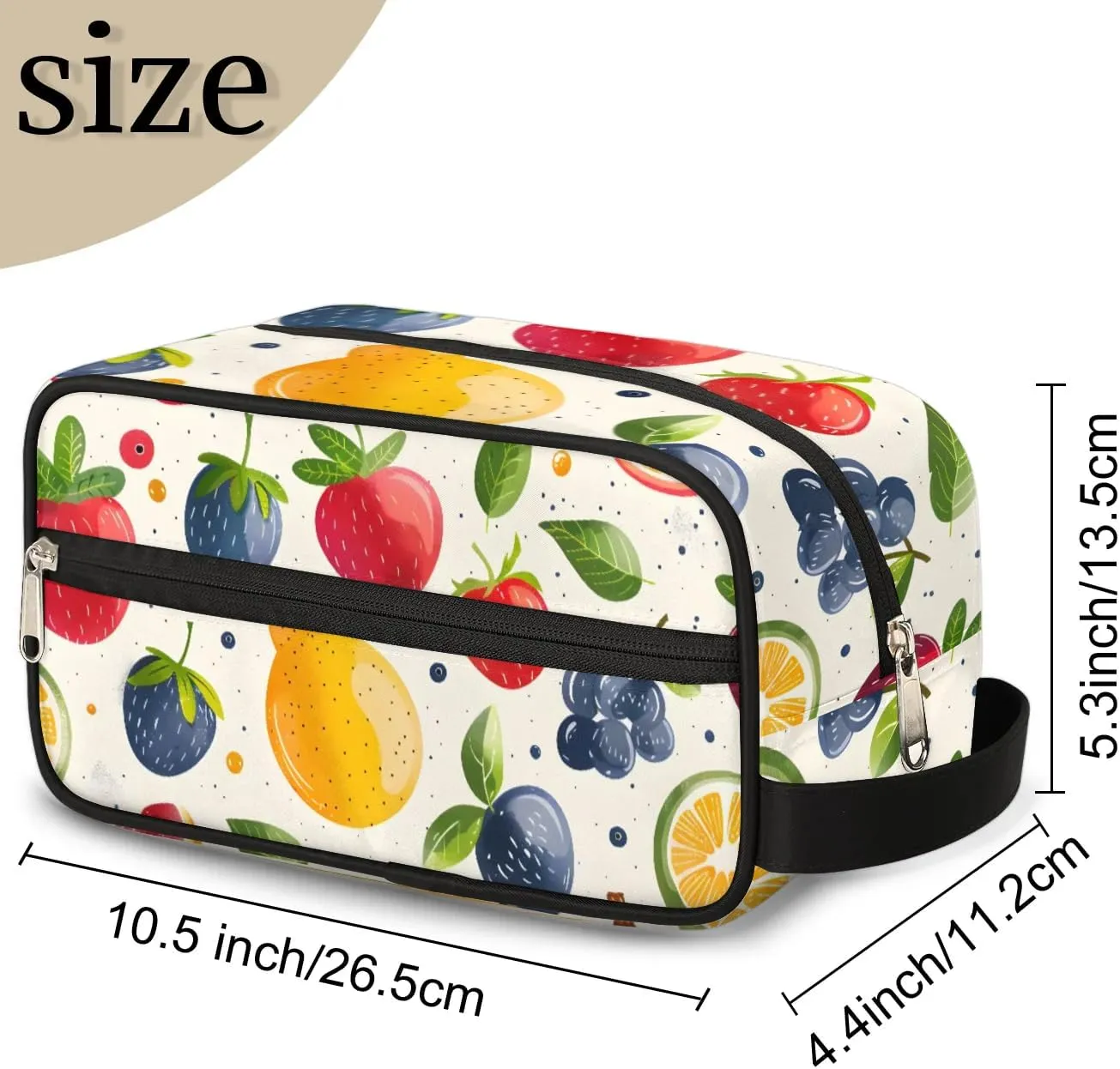 Travel Toiletry Bag for Women Men Strawberry Blueberry Orange Hanging Cosmetic Bag Waterproof Makeup Bag for Shaving Makeup Toothbrush & Travel Essentials