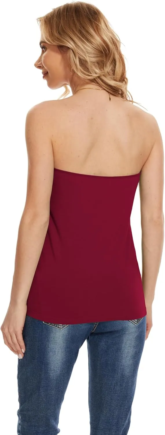 Tube Tops with Built in Bra Cotton Strapless Camisoles for Women Sexy Bandeau Summer Backless