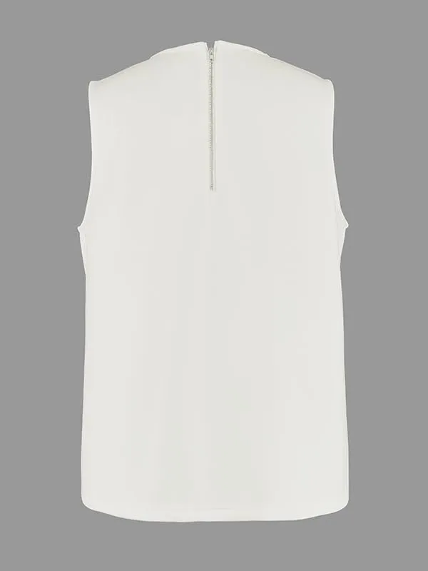 UOOZEE Women's 2025 Elegant Sleeveless Blouse Loose Dressy Casual Work Business Shirts with Pockets