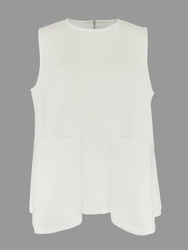 UOOZEE Women's 2025 Elegant Sleeveless Blouse Loose Dressy Casual Work Business Shirts with Pockets