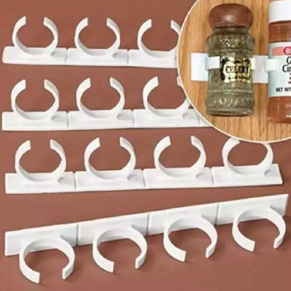 US 4-8Pc 20 Slot Jar Spice Clip Strip Door Wall Universal Organizer Rack Gripper
