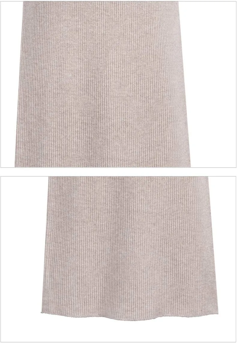 utcoco Women's High Waist Solid Color Skirt Long Pencil Wool Midi Skirts