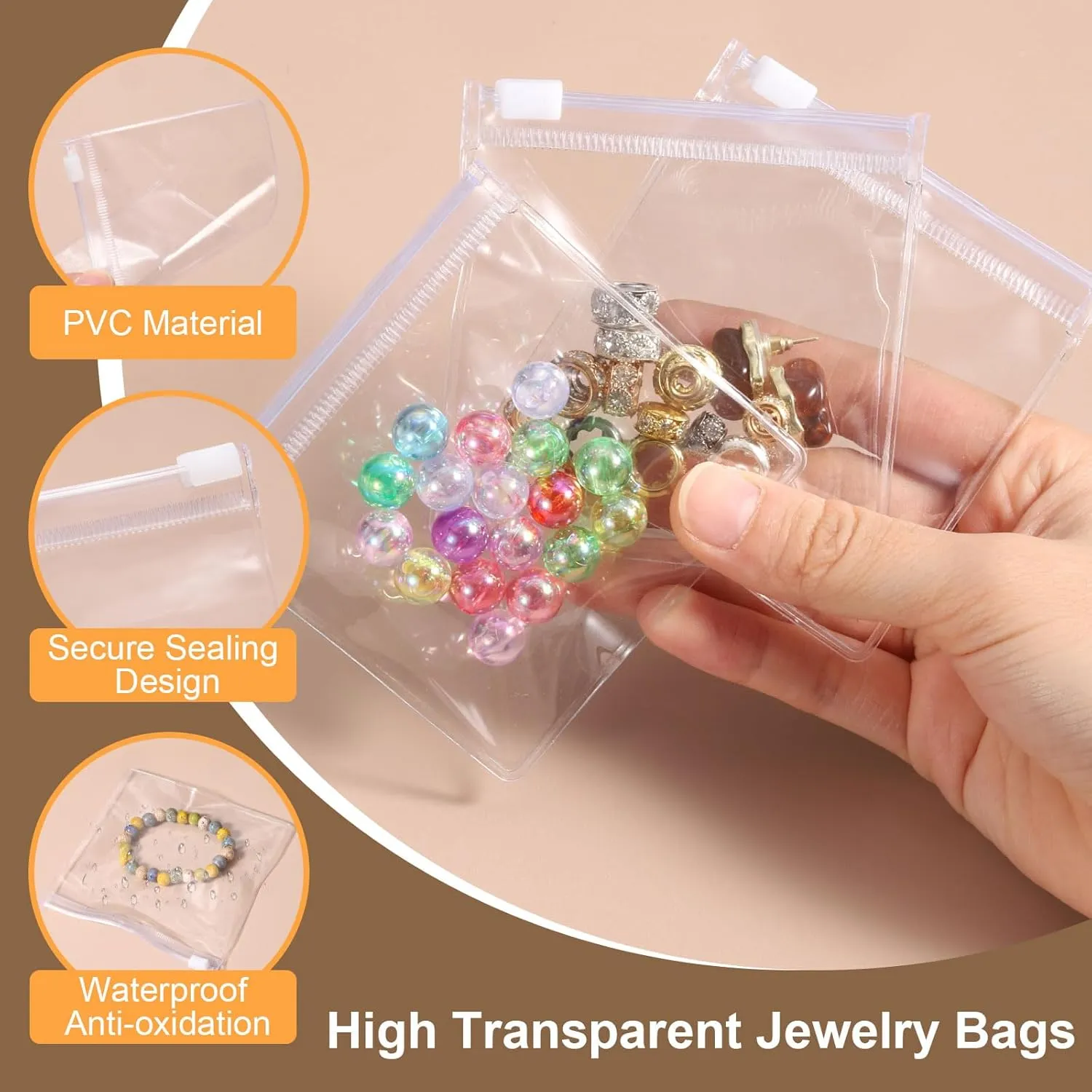 uxcell 10pcs PVC Jewelry Bags, 9.8 x 7.9 Inch Self Seal Jewelry Pouches Clear Zipper Bag Transparent Plastic Lock Bag for Necklace Ring Earring Bracelet Storage Sales Packaging