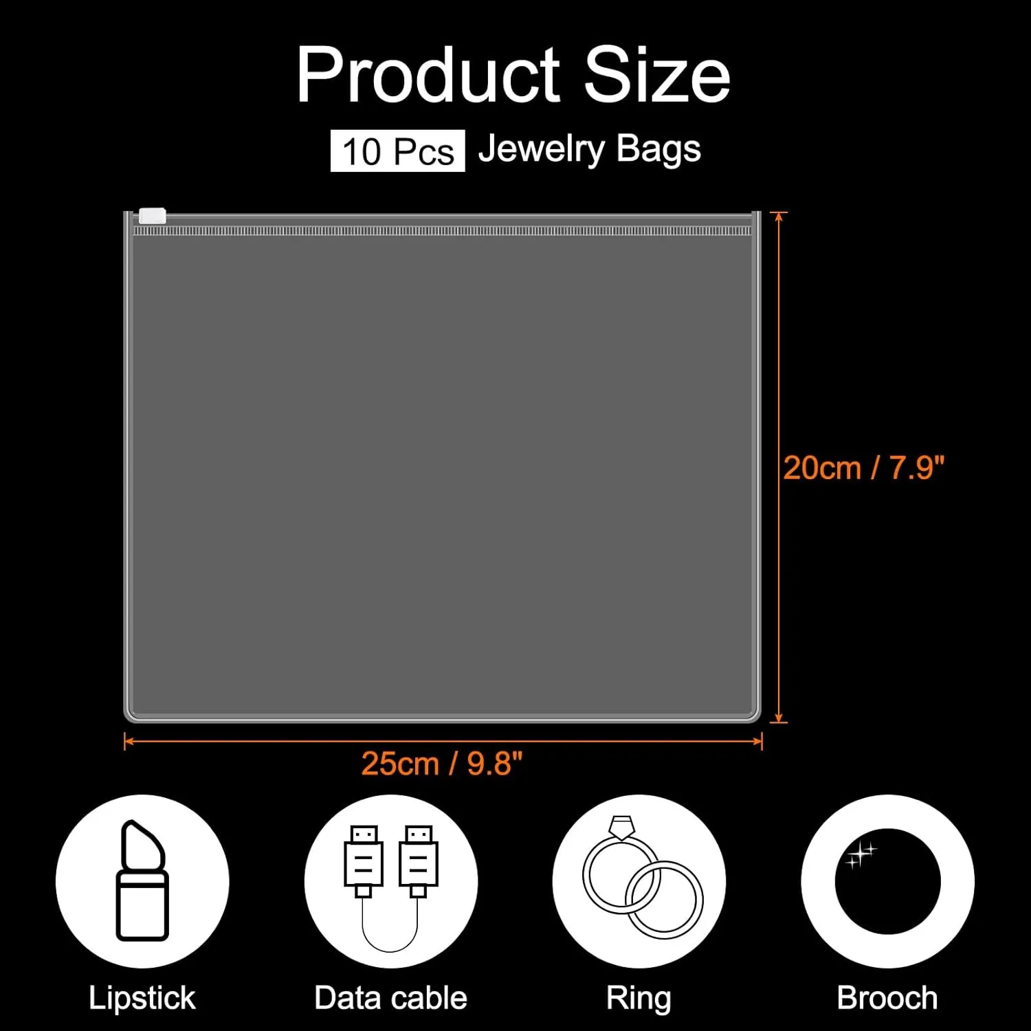 uxcell 10pcs PVC Jewelry Bags, 9.8 x 7.9 Inch Self Seal Jewelry Pouches Clear Zipper Bag Transparent Plastic Lock Bag for Necklace Ring Earring Bracelet Storage Sales Packaging