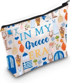 VAMSII Greece Travel Gift Greece Era Makeup Bag Greece Lover Cosmetic Bag Greece Sightseeing Gift Welcome to Greece Gift (Greece Era M)