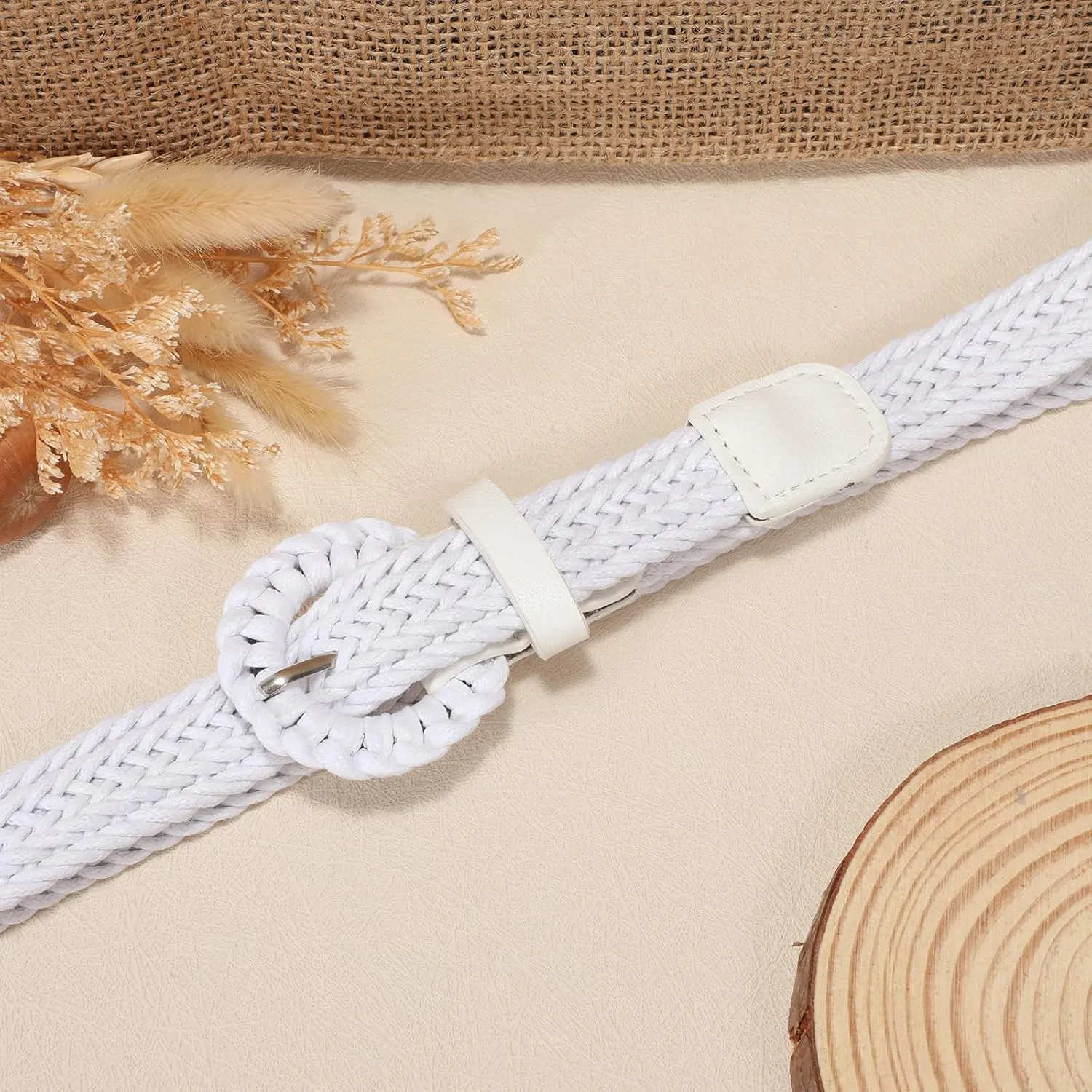 VONMELLI Braided Belt for Women, Woven Rattan Waist for Sunmmer Fashion Dress Jeans Thin Ladies Belts