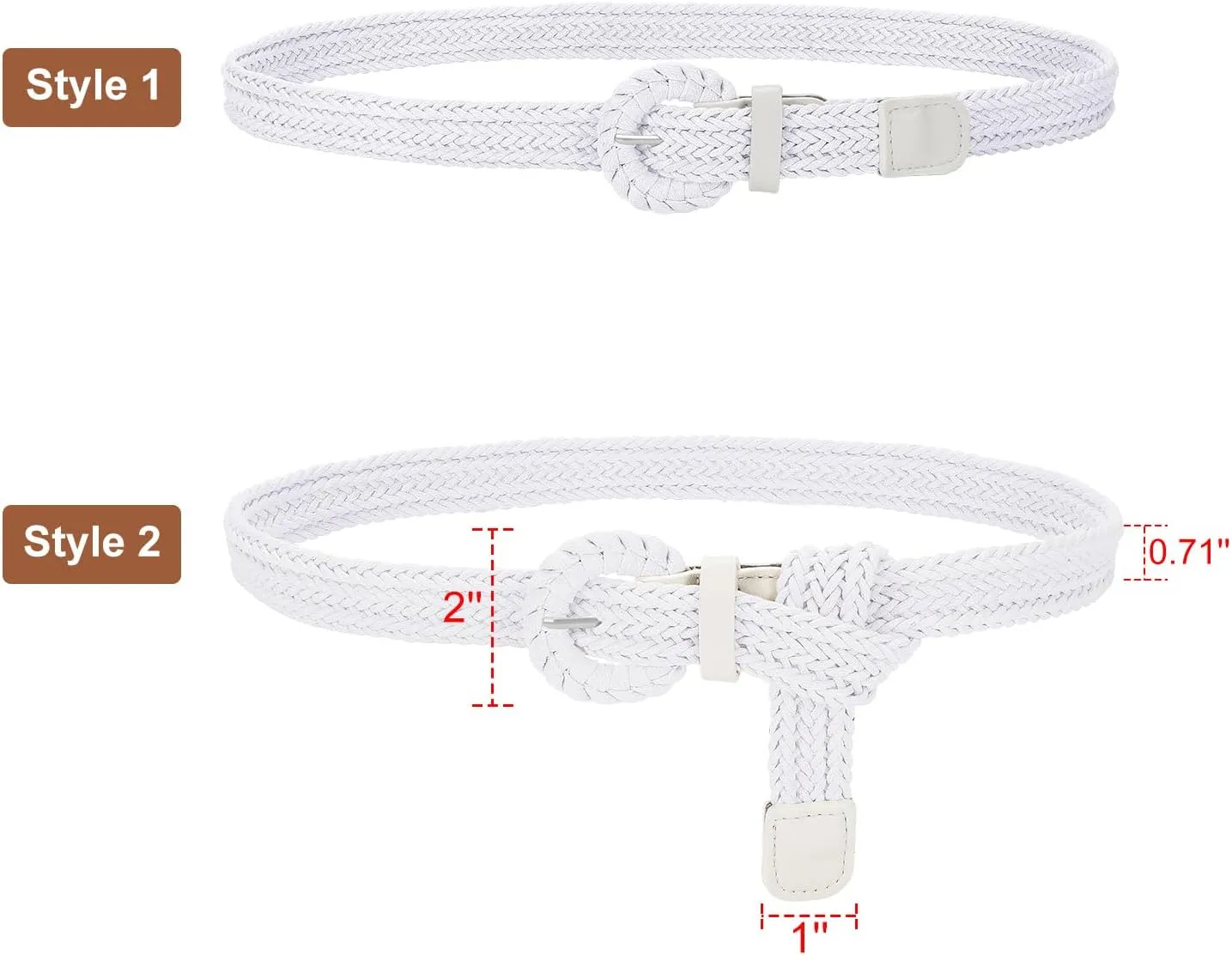VONMELLI Braided Belt for Women, Woven Rattan Waist for Sunmmer Fashion Dress Jeans Thin Ladies Belts