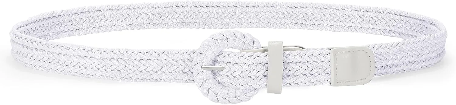 VONMELLI Braided Belt for Women, Woven Rattan Waist for Sunmmer Fashion Dress Jeans Thin Ladies Belts