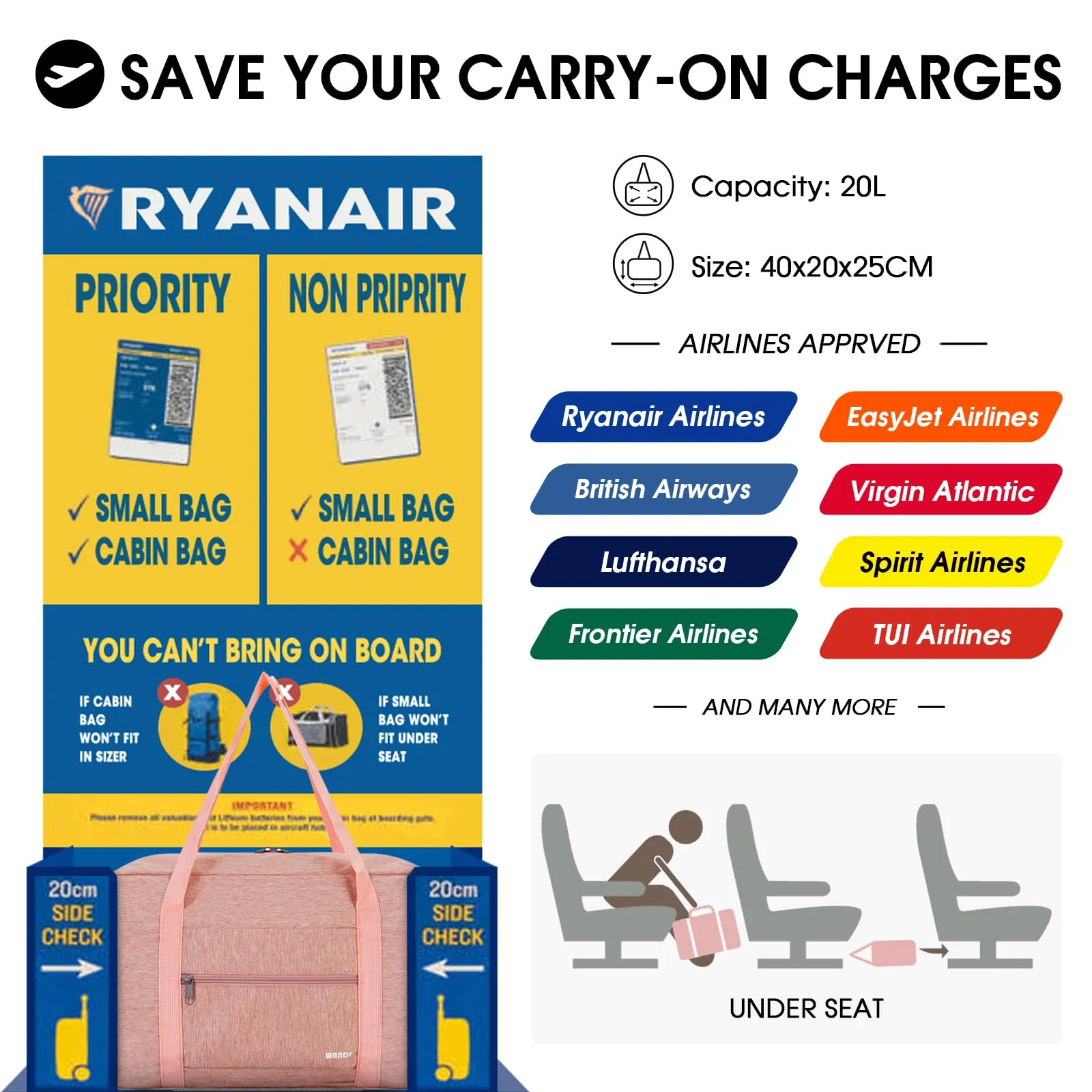 WANDF Denim Luggage Bag For Travel