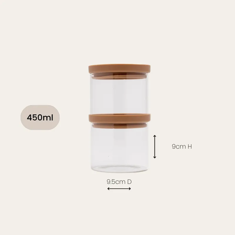 Wategos Glass Pantry Jars 2pk | Praline 450ml