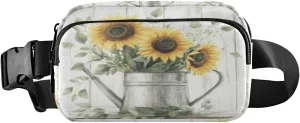 Watering Can Foliage White Fanny Packs for Women Girl Crossbody Bags Everywhere Belt Bag with Adjustable Strap Fashion Waist Pack for Travel Running Shopping