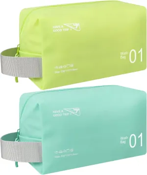 Waterproof Makeup Bags, 2pcs Waterproof Toiletry Bags, Portable Travel Bag for Cosmetic, Toiletries, Electronics (GreenYellow, Turquoise)