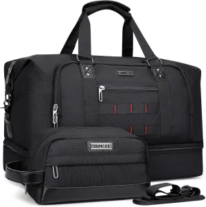 WITZMAN Travel Duffle Bags for Men Weekender Bags with Toiletry Bag Sets Carry On Overnight Bag 55L B696 Black