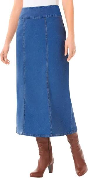 Woman Within Plus Size Petite Flex-Fit Pull-On Denim Skirt