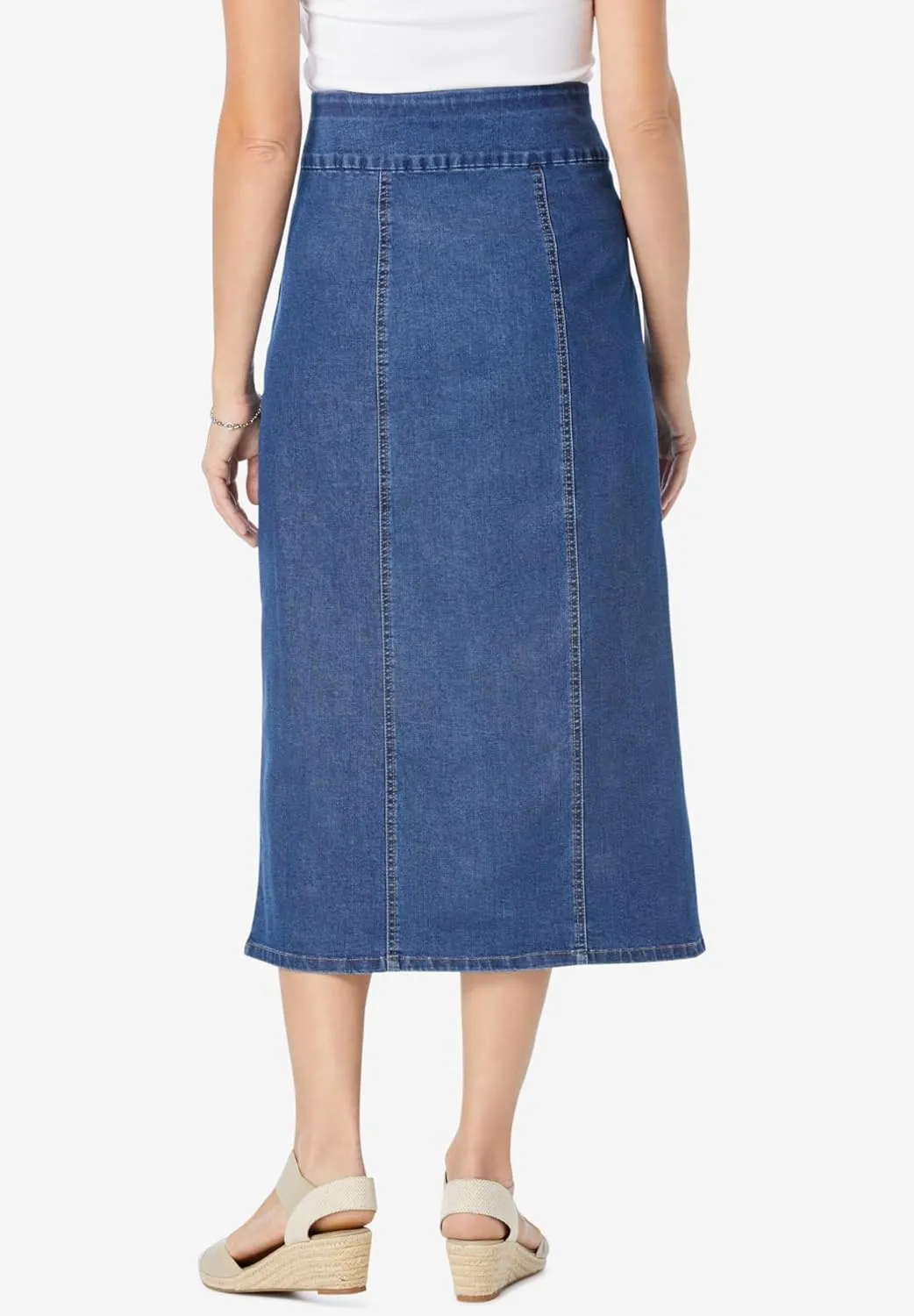 Woman Within Plus Size Petite Flex-Fit Pull-On Denim Skirt