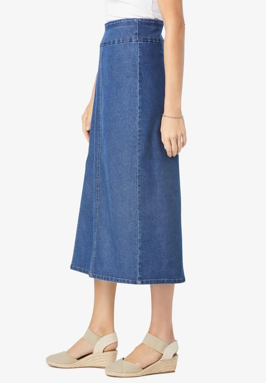 Woman Within Plus Size Petite Flex-Fit Pull-On Denim Skirt