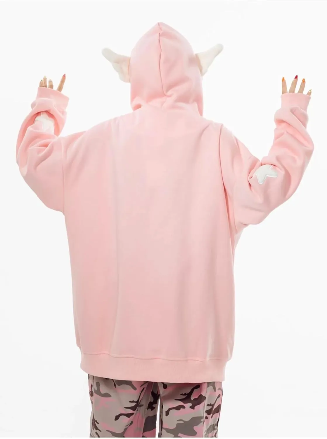 Womans Kawaii Oversized Zip Up Hoodie Y2k Angel Wings Star Aesthetic Harajuku Sweatshirts 90S Vintage Streetwear