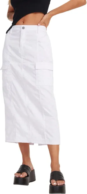 Women 2023 Spring Summer Long Skirts Solid High Waist A-Line Pleated Slim Jean Skirts with Pockets Midi Skirts