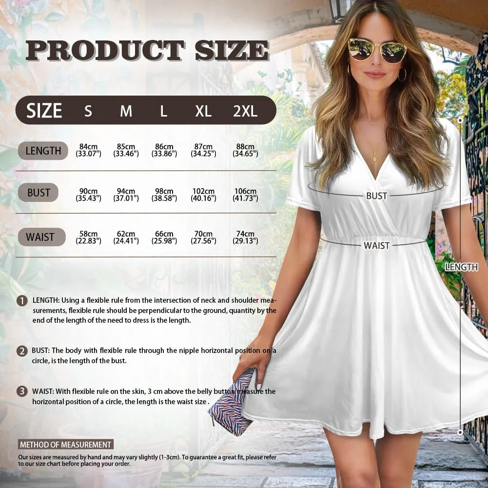 Women Casual Short Sleeve Sundress V Neck A-Line Midi Dress T-Shirt Dress 2025 Summer Beach Vacation Outfits S-XXL