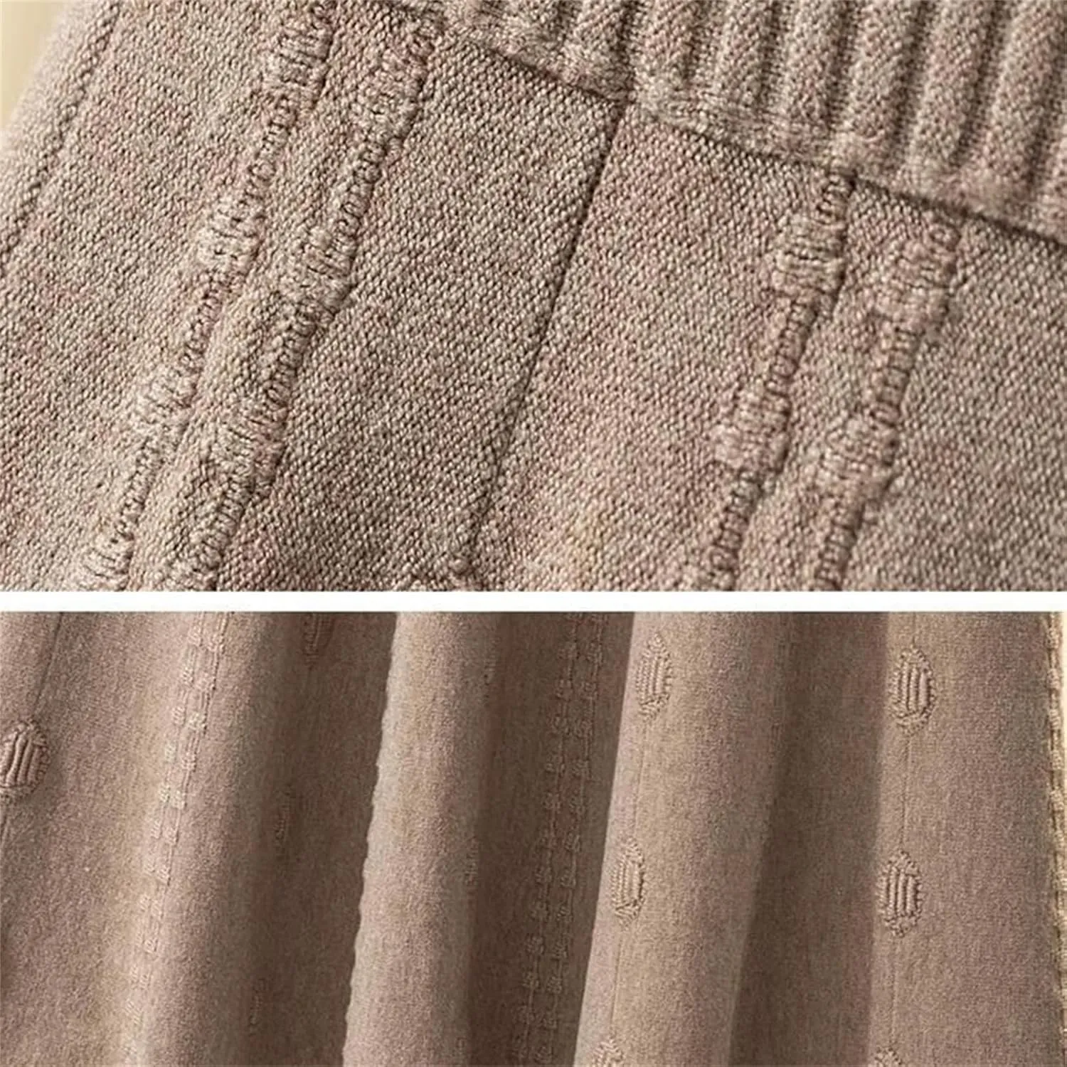 Women Knitted Ruffle Skirt Autumn Winter Long A-Line Skirt Elastic High Waist Midi Pleated Skirt