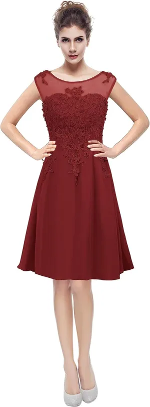 Women Long Sheer Neck Evening Bridesmaid Dresses Prom Gowns T004Lf