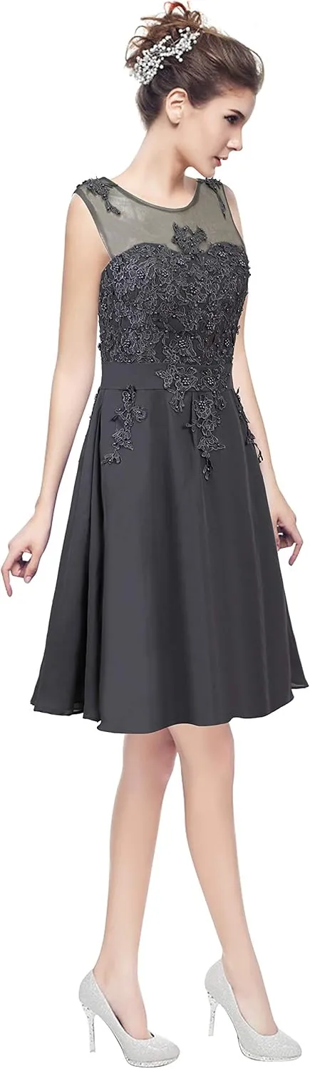 Women Long Sheer Neck Evening Bridesmaid Dresses Prom Gowns T004Lf