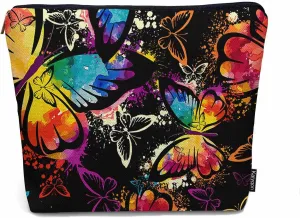 Women Makeup Organizer Bag Butterfly Graffiti Rainbow Butterflies Flax Cosmetic Bag Makeup Bags Toiletry Bag Accessories Organizer Travel Bags For Home Bathroom Office Hotel Gym