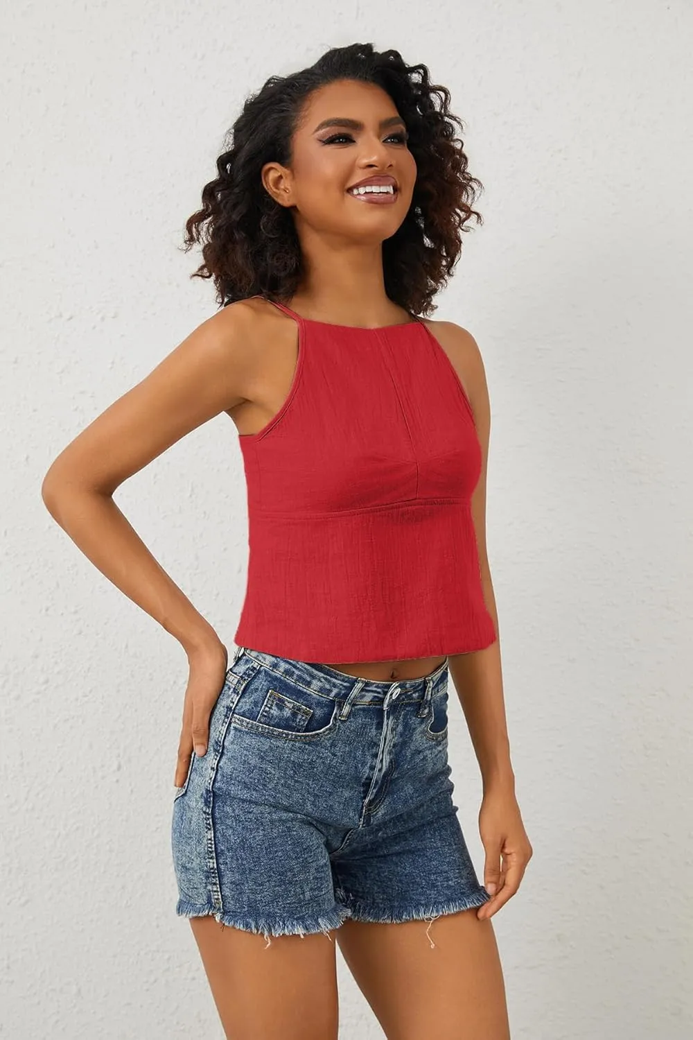 Women Sexy Backless Crop Tops Sleeveless Camisole Spaghetti Strap Corset Tank Top Summer Going Out Bustier