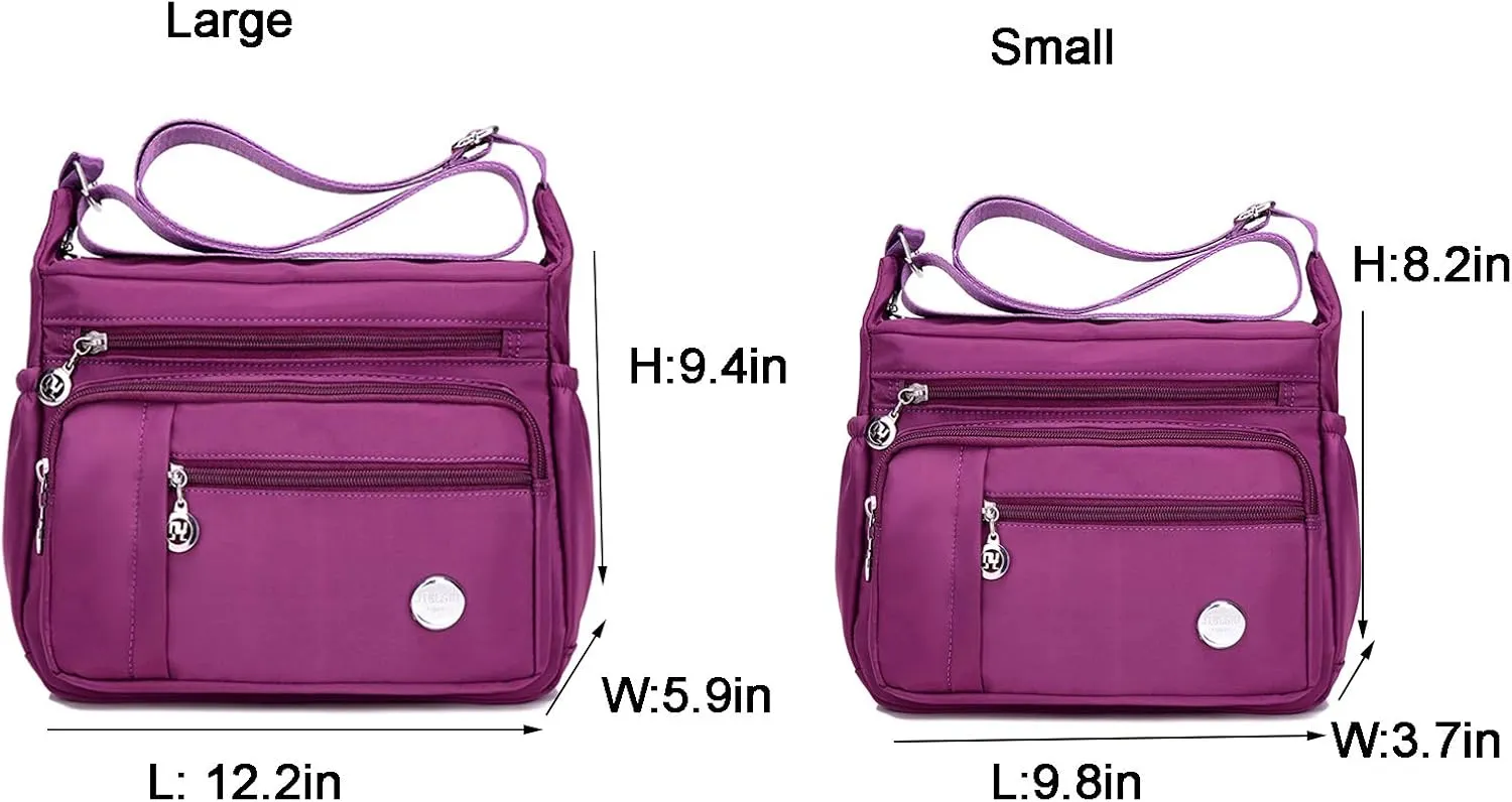 Women Shoulder Handbag Nylon Crossbody Bags Multipockets Purses Handbags Waterproof Messenger Bag
