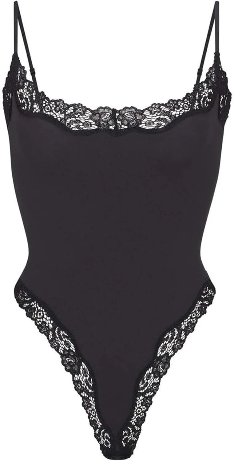 Women Spaghetti Strap Lace Bodysuit Tummy Control Going Out Tops Sleeveless Tank Bodysuits Top Comfy Undershirt