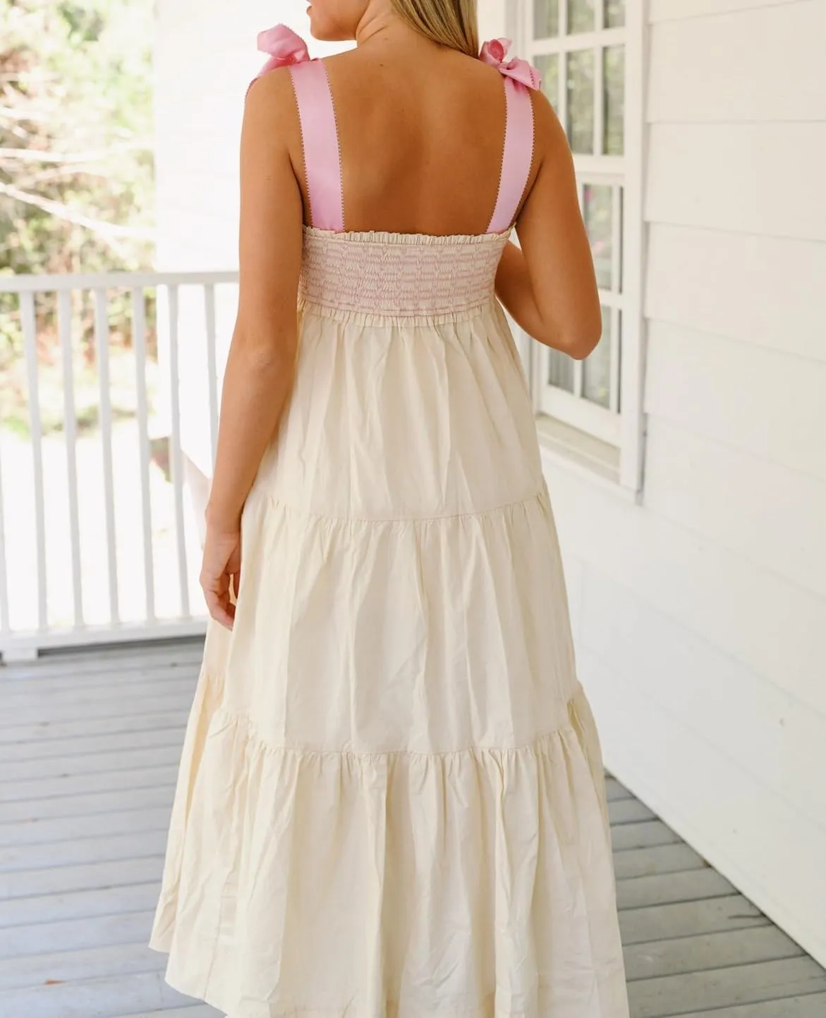 Women Summer Floral Maxi Dress Tie Shoulder Strap Smocked Flowy Dress Boho Sleeveless Beach Long Sundresses