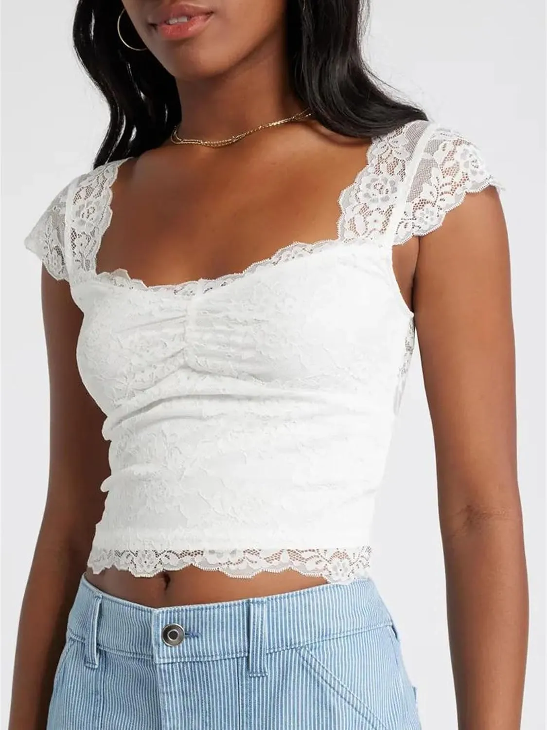 Women Y2k Lace Trim Tank Tops Cute Floral Lace LowCut Ruffle Going Out Camisole Summer Fairycore Coquette Streetwear