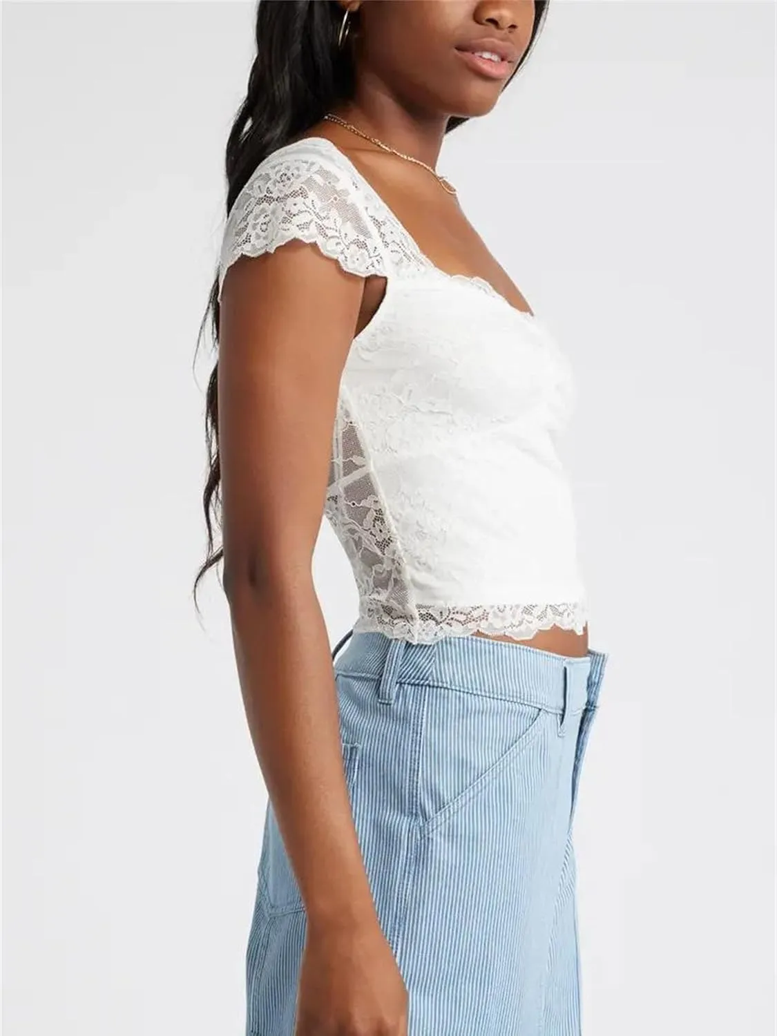 Women Y2k Lace Trim Tank Tops Cute Floral Lace LowCut Ruffle Going Out Camisole Summer Fairycore Coquette Streetwear