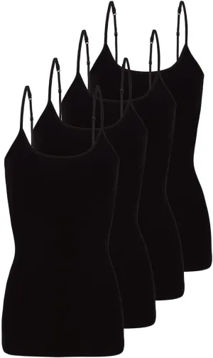 Women's Camisole Cotton Stretch Undershirt with Adjustable Strap Tank Top Multi-Pack of 4