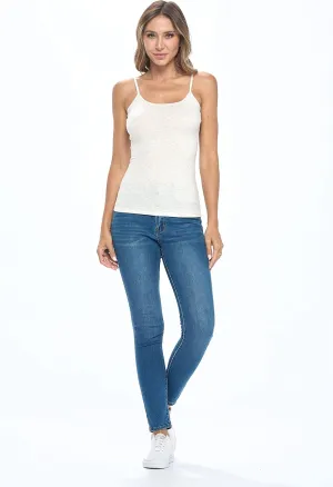 Women's Camisole Cotton Stretch Undershirt with Adjustable Strap Tank Top Multi-Pack of 4