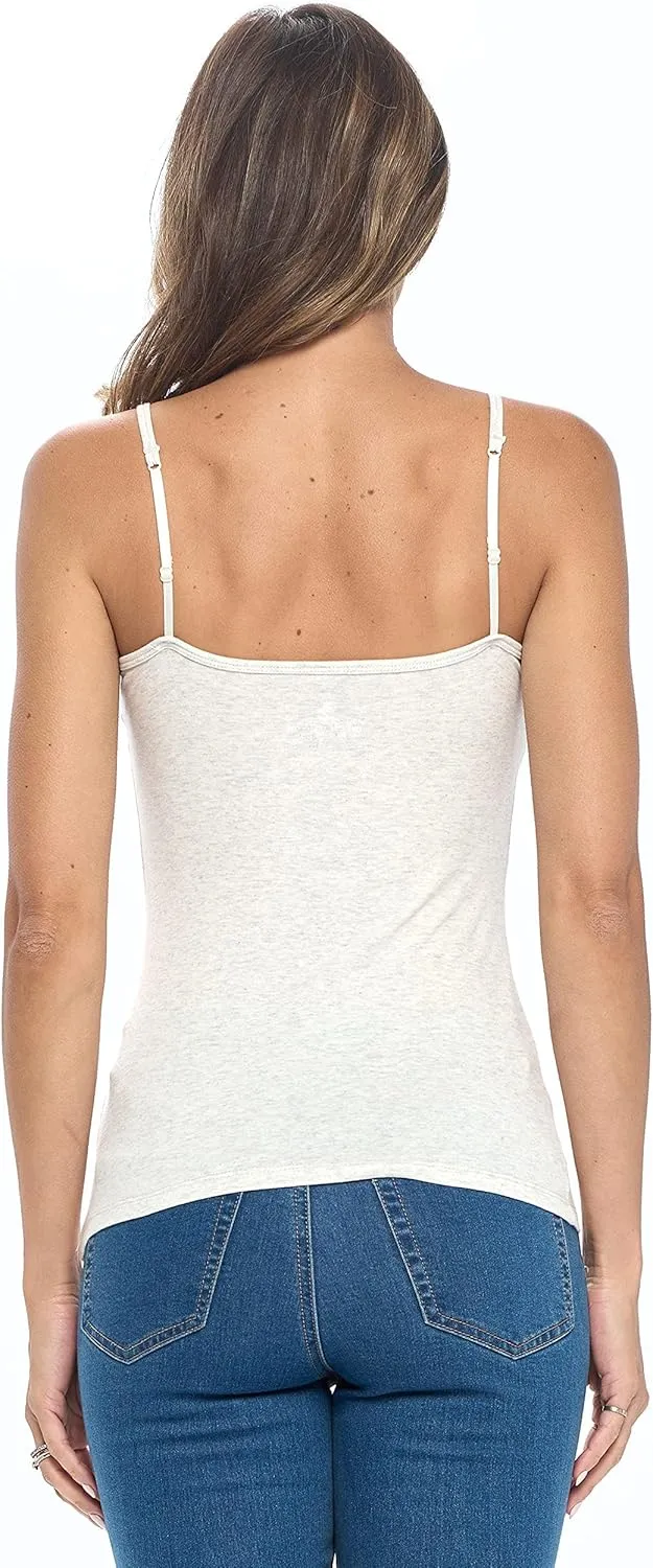 Women's Camisole Cotton Stretch Undershirt with Adjustable Strap Tank Top Multi-Pack of 4