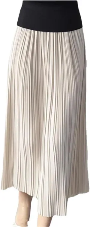 Women's High-Waisted A-Line Skirt Elastic Slim and Large Swing Mid-Length Pleated Skirt