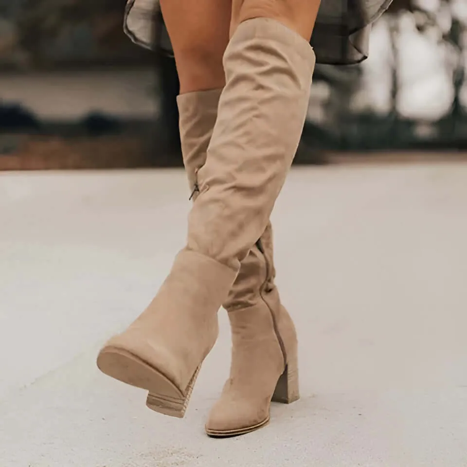 Women's Knee-High Suede Boots: Stylish & Comfortable