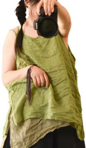 Womens Ramie Camisole Tank Tops Causal Solid Color Sleeveless Tops Summer Loose Fit Spaghetti Strap Cami Shirts